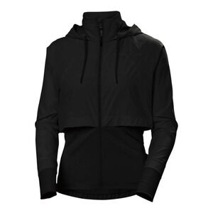 Helly Hansen Black Hybrid Athletic Stretch Adjustable Hood Full Zip Trail Jacket